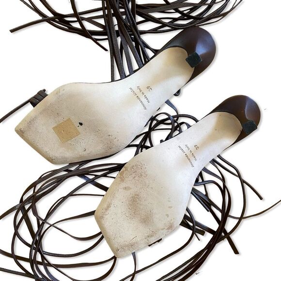 A'MMONDE ATELIER Aria 75 Multi Strap Alessandra Rich Brown Elegant Heels shoes 9 - Picture 7 of 13